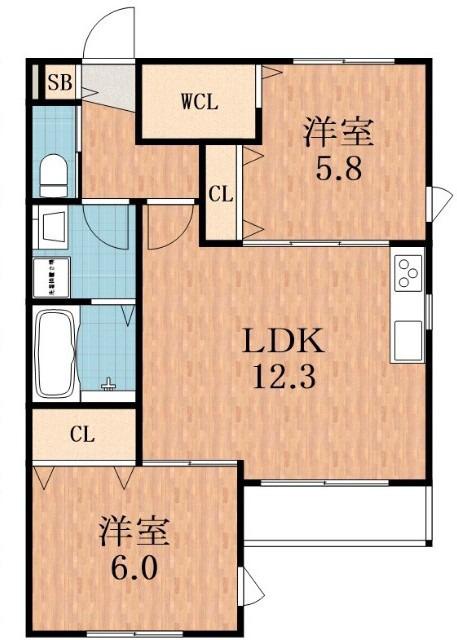 メゾンウエストI(2LDK/3階)の間取り写真