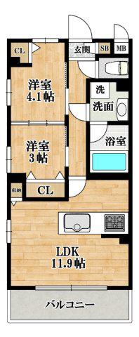 セレーナ(2LDK/2階)の間取り写真