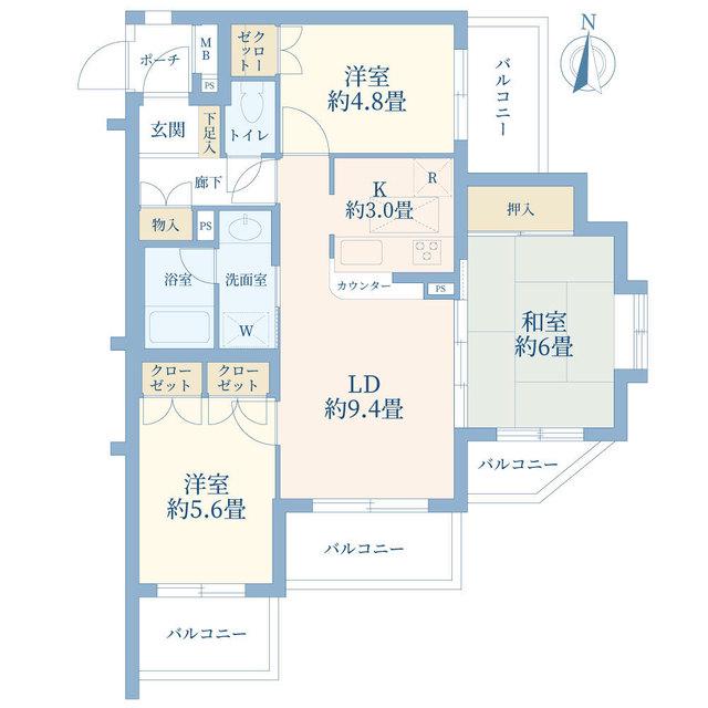 コスモ中目黒(3LDK/3階)の間取り写真
