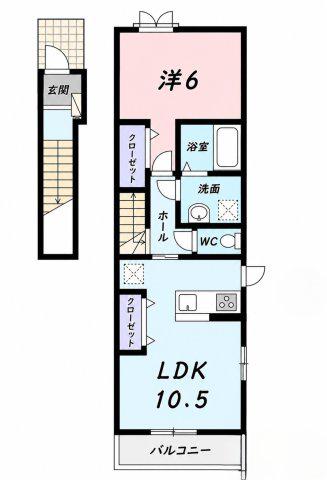 シャンドラ(1LDK/2階)の間取り写真