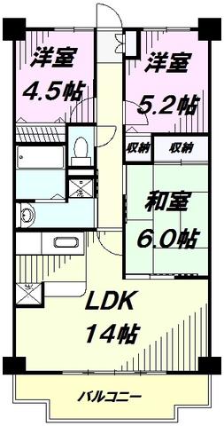 パルクメゾン(3LDK/5階)の間取り写真