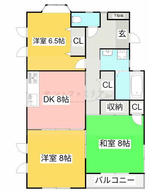 ハイム・ジロー(3DK/2階)の間取り写真