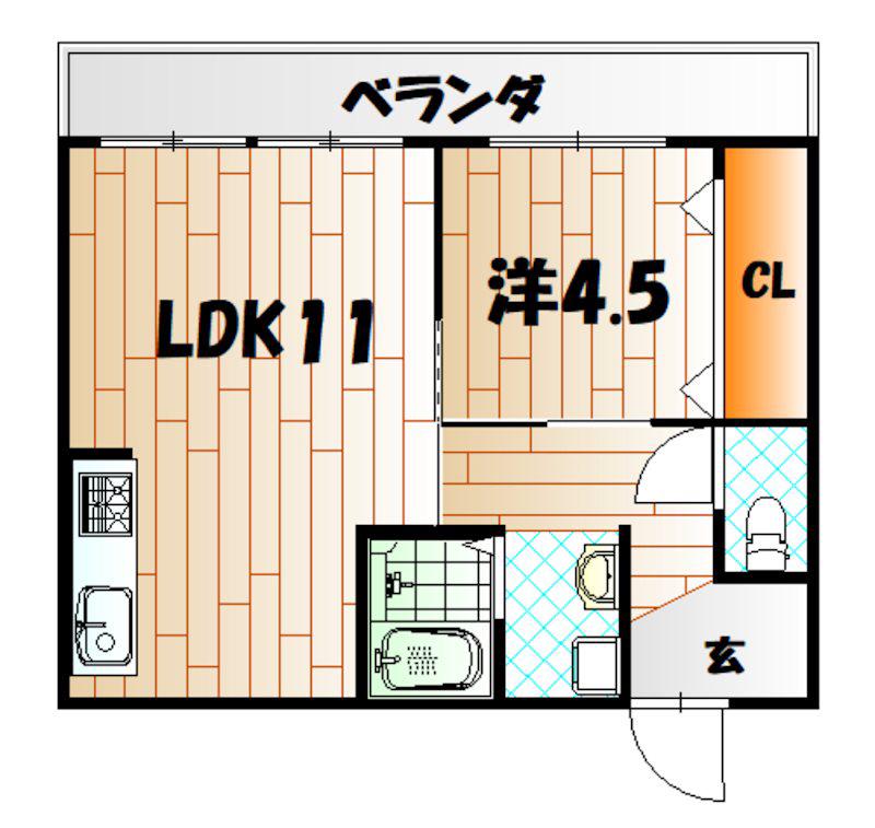 平和ビル(1LDK/4階)の間取り写真