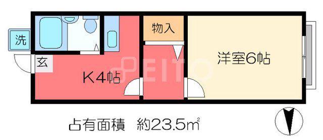 スチューデントハイツこにし(1K/2階)の間取り写真