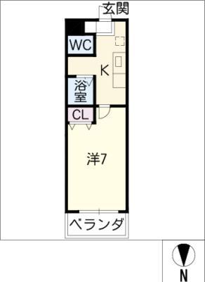 A・CITY瑞穂雁道(1K/2階)の間取り写真