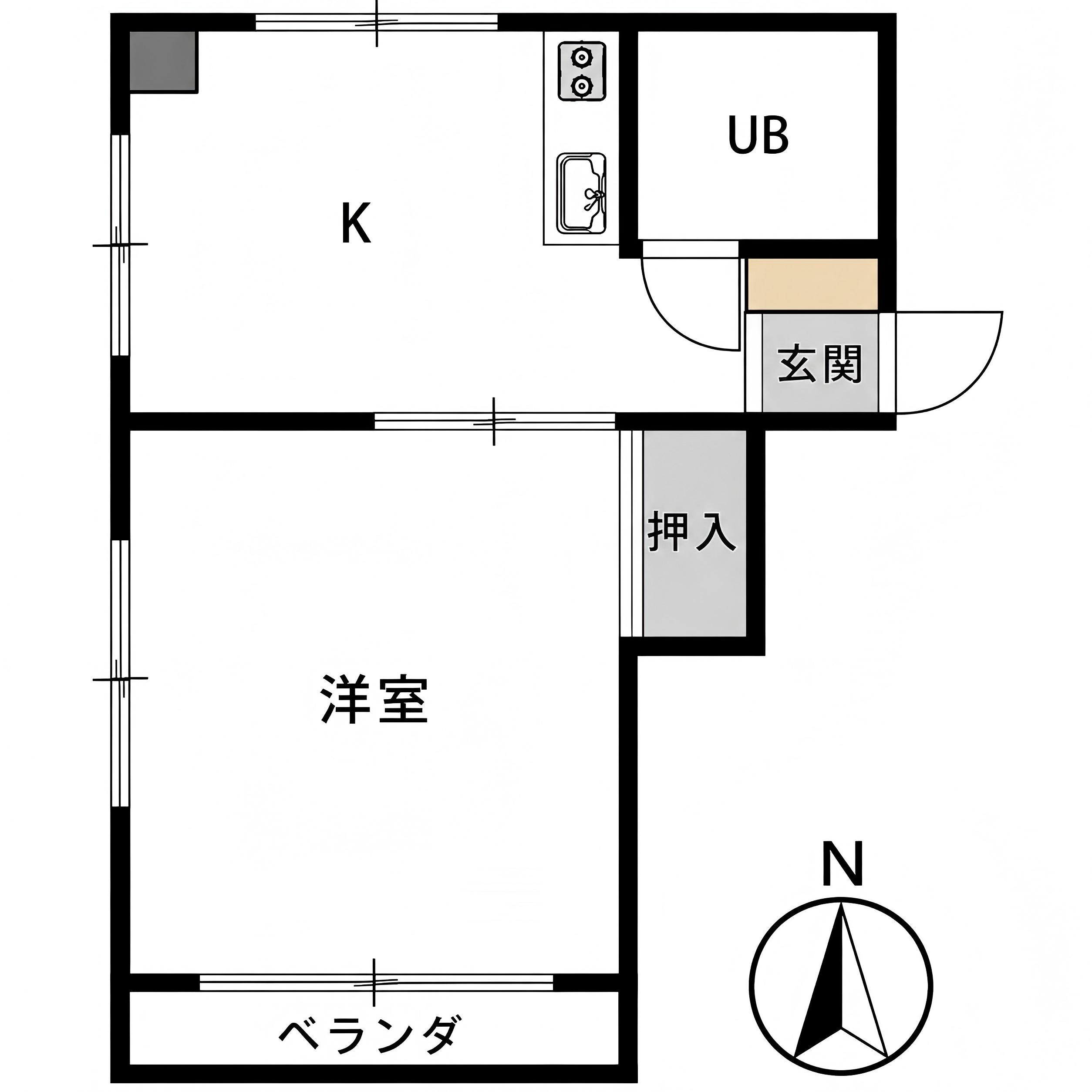 日正ハイム(1DK/2階)の間取り写真