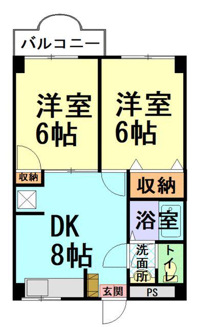 ドミール榎本(2DK/4階)の間取り写真
