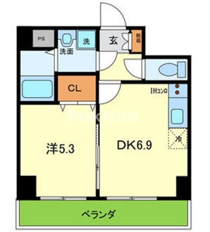 グランピア河原(1DK/4階)の間取り写真