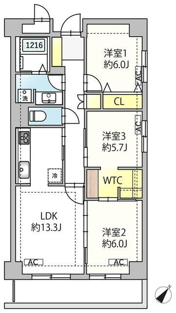 東雪谷マンション(3LDK/2階)の間取り写真