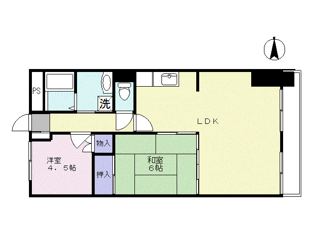 リバーハイツ須川(2LDK/5階)の間取り写真