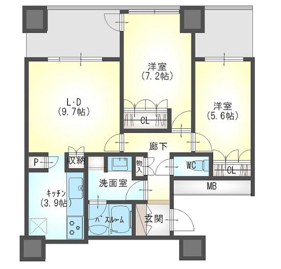 ザ・梅田タワー(2LDK/31階)の間取り写真