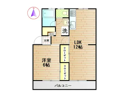 三保アパルト(1LDK/1階)の間取り写真