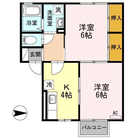 セジュールAJ(2K/2階)の間取り写真