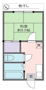 ベルハイム西片(1K/2階)の間取り写真