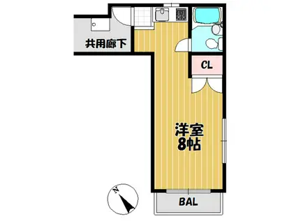 メゾン丘(ワンルーム/2階)の間取り写真