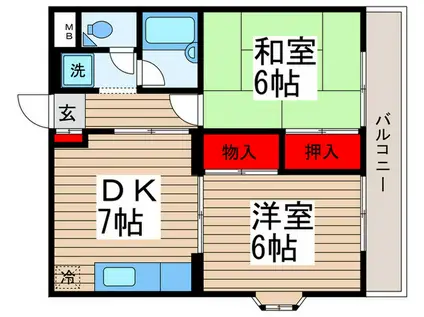 新潮通一番館(2DK/2階)の間取り写真