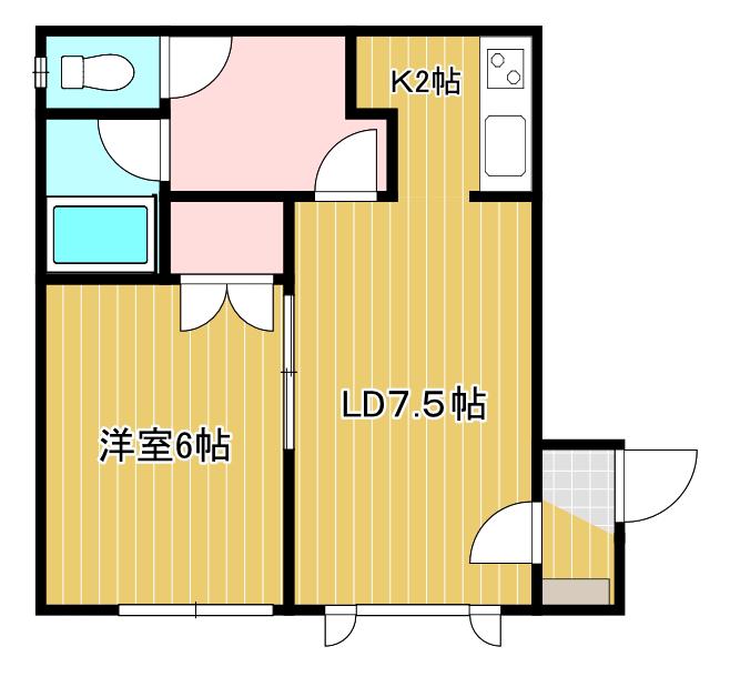 クレハウス(1DK/1階)の間取り写真