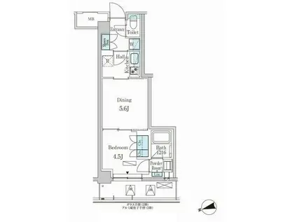 パークアクシス市谷左内町(1LDK/3階)の間取り写真