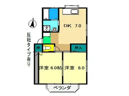 ハイネスKIYO(2DK/1階)の間取り写真