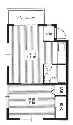 隆起ハイツ(1LDK/1階)の間取り写真