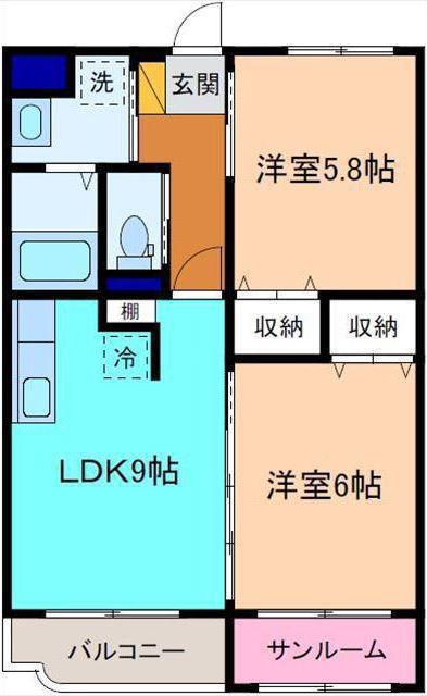 エスポワール(2DK/3階)の間取り写真
