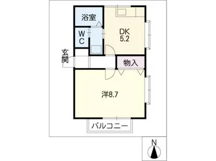 エステート松崎D(1DK/2階)の間取り写真