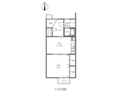 国井アパート(1DK/1階)の間取り写真
