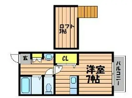 メゾネット日ノ出(ワンルーム/2階)の間取り写真