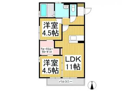 ラ・シャストIII(2LDK/3階)の間取り写真