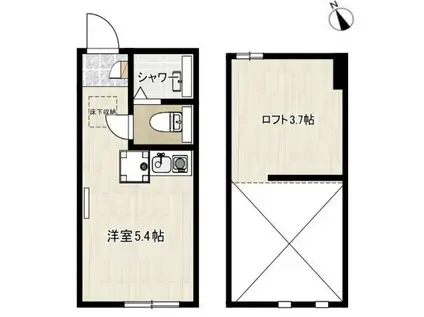 フェリーチェ生田(ワンルーム/2階)の間取り写真