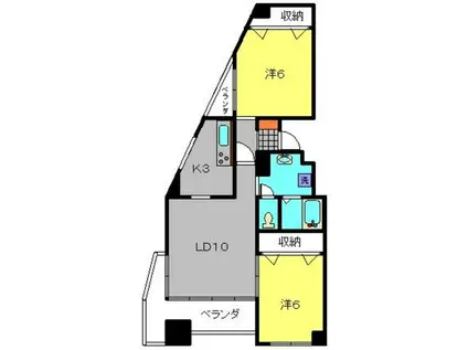 レギューム西根岸(2LDK/4階)の間取り写真