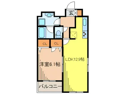 クロスレジデンス蒲田(1LDK/13階)の間取り写真