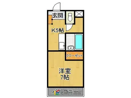 パールマンション上津(1K/4階)の間取り写真