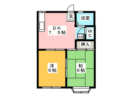 サンヴェール井田A棟(2DK/1階)の間取り写真