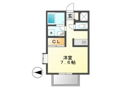 ラ・フォーレ萩原(ワンルーム/1階)の間取り写真