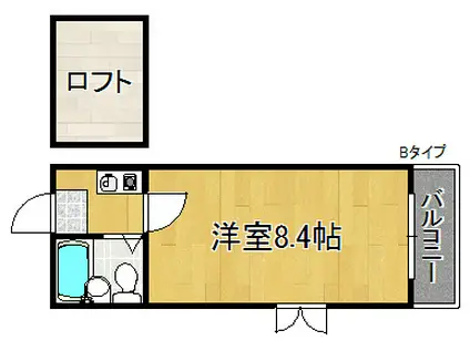 シャルマンフジ羽倉崎(1K/2階)の間取り写真