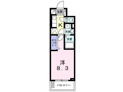 スアヴィス平塚宝町(1K/9階)の間取り写真