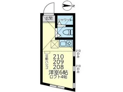 ユナイト鹿島田ホワイトジャスミン(ワンルーム/2階)の間取り写真
