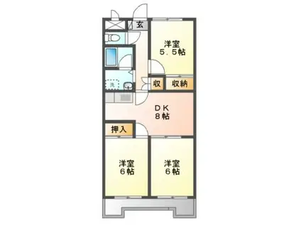 フレンドリー瑞浪II(3DK/6階)の間取り写真