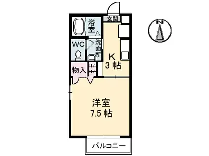 シャーメゾン・ソレイユ B棟(1K/2階)の間取り写真