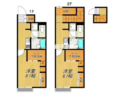 レオパレスS K T(1K/2階)の間取り写真