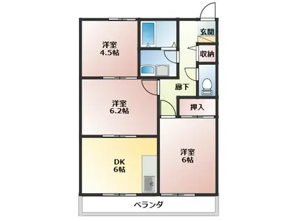 サンガーデン有田IA棟(3DK/2階)の間取り写真