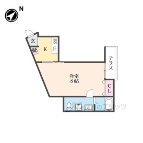 GRANDCASA OYAKE(1K/1階)の間取り写真