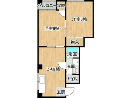 ルミナス21山之内(2DK/3階)の間取り写真