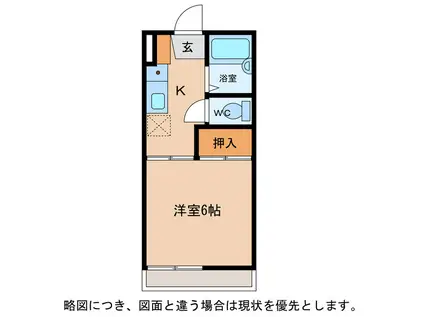 グリーンヒルにしむら(1K/1階)の間取り写真