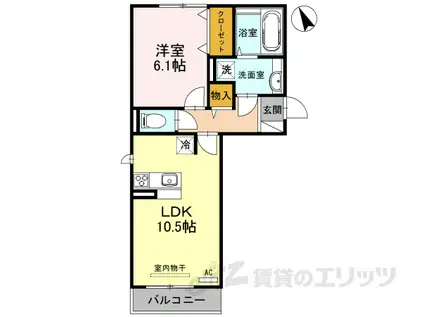 ヴィラ シャルマン(1LDK/2階)の間取り写真