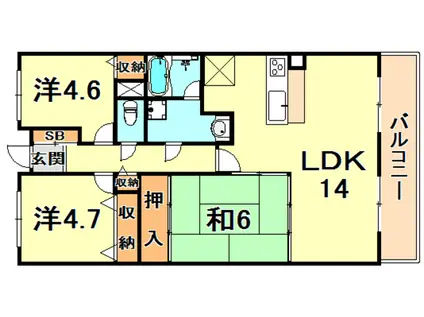 デメテル高取台(3LDK/4階)の間取り写真
