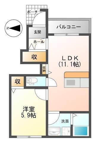 フルール・シオン(1LDK/1階)の間取り写真