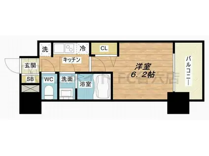 プレサンスOSAKA DOMECITYビーツ(1K/4階)の間取り写真