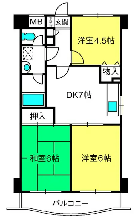 東川口ガーデンプラザ壱番館 3階階 間取り